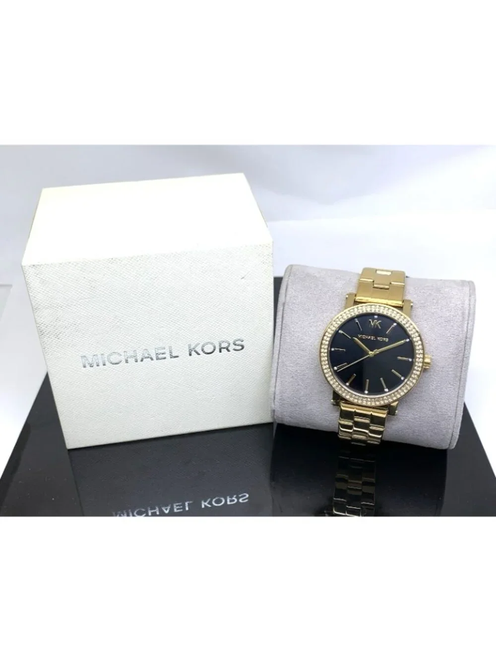Michael Kors Women's Watch MK7547 Corey Quartz Black Dial Gold Tone Steel 38mm